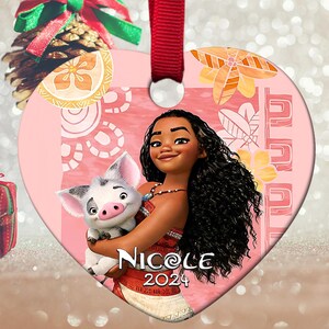 Personalized Moana Christmas Ornament, Disney Princess Moana Ornament, Moana Ornament, Christmas Tree Decor, Kids Ornament D1NY32