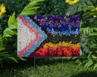 Floral Pride Yard Sign Garden & House Banner, LGBTQ+ Flag For Home, Beautiful Flower Pride Outdoor Garden Decor D2FU13