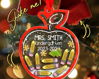 Christmas Teacher Shaker Ornament,Handmade Gift,Custom Ornament,Student Gift,Shaker Ornament,Personalized Teacher,Classroom DecorGift BYKF18