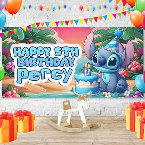 Stitch Banner, Birthday Banner, Stitch Party Birthday, Stitch Birthday Sign, Lilo and Stitch Party Backdrop, Lilo Stitch Banner C1FD05