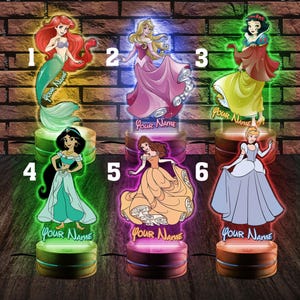 Personalised PRINCESSES Night Light-Great Gift for Kids Birthdays-Nursery Decor for Baby-Good Night Bedside Lamp - Christmas Present D1OZ20