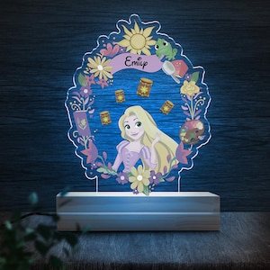 Customizable With Name Rapunzel and Pascal Nightlight,Disney Tangled LED,Bedside Lamp,Great Gift Kids Birthday,Custom Nursery Decor JCJQ33