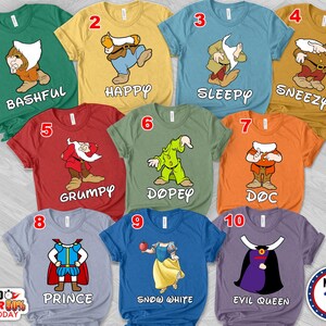 Seven Dwarf Costume Group Shirt, 7 Dwarf Matching Shirt, Snow white And 7 Dwarfs Shirt, Disney Family Shirts, Halloween Group Shirt