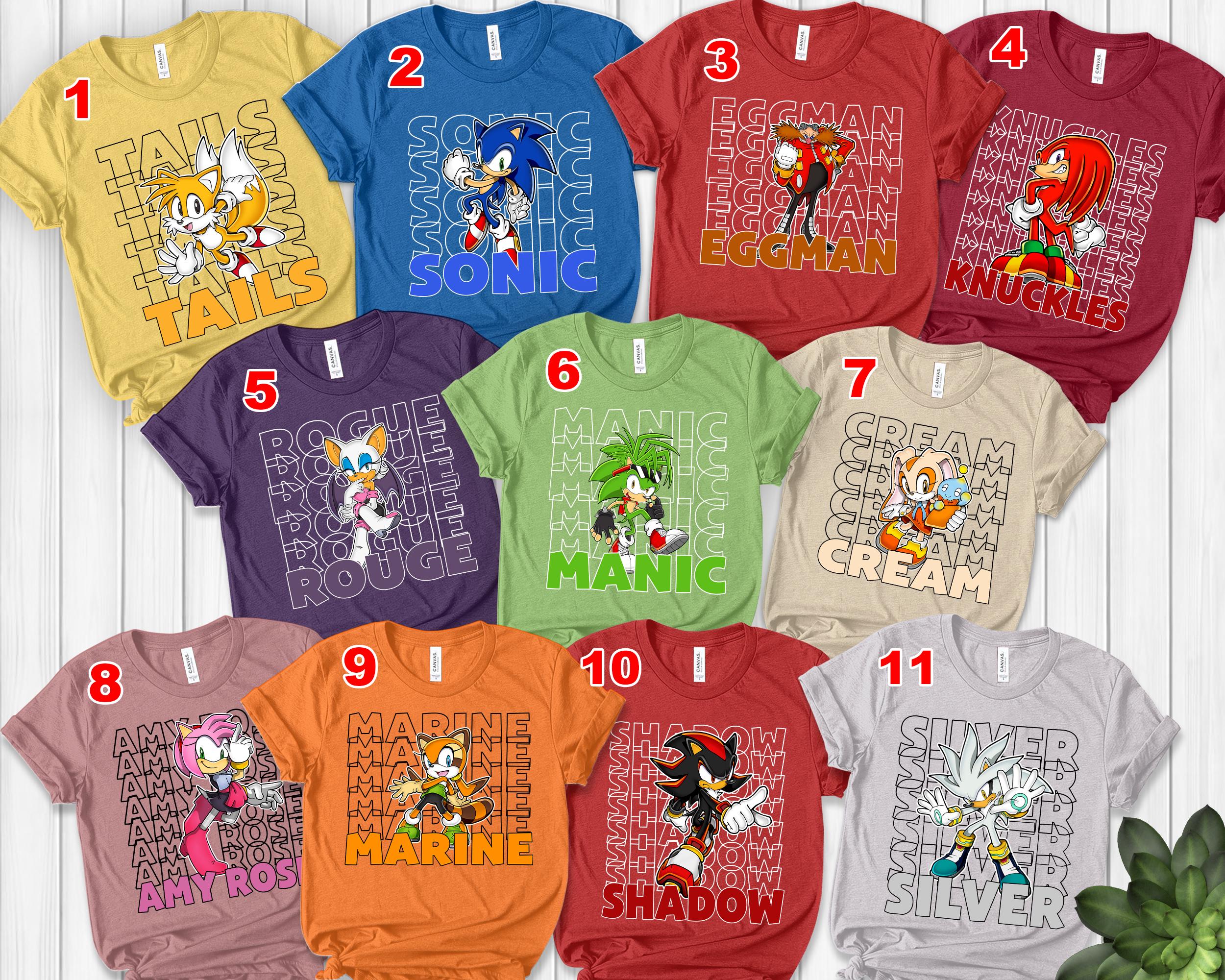 Sonic Hedgehog Cartoon Characters Shirt, Silver Shadow Hedgehog Shirt ...
