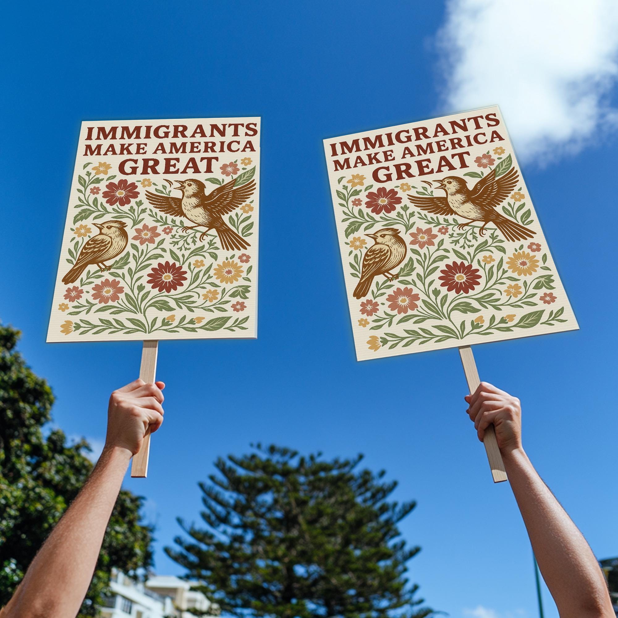 Immigrants Make America Great Yard Sign, Pro Immigration Sign, Leftist ...