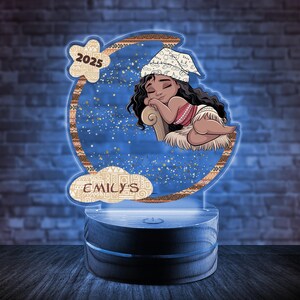 Personalised MOANA PRINCESS Night Light - Great Gift for Kids Birthdays - Nursery Decor Baby - Good Night Bedside Lamp - Xmas Present D2DF05