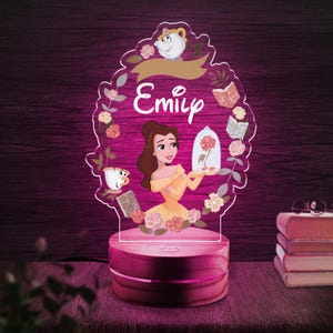 Custom Belle Princess Nightlight, Personalized Disney Princess Night Light, Princess Birthday Gift for Her, Nursery Decor For Baby JCJQ35