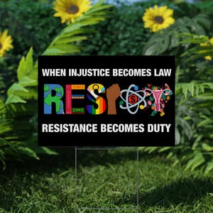 Resist Yard Sign - Resist Hate Lawn Sign,Anti-Trump Sign,Pro Women's Rights,Resist Racism,Resist Fascism Yard Sign with Metal H-Stake BZDM03