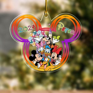 Personalized Disney Family Vacation Ornament, Disneyland Family Trip Ornament, Disney Ornament Keepsake, Mickey and Friends Ornament NFWO05