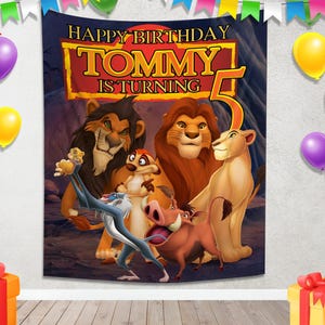 Disney Lion King Birthday Backdrop Banner, Simba Backdrop Banner, Lion King Birthday Party Banner Decoration NGQ325