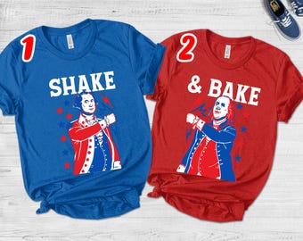 Funny Shake and Bake Matching 4th of July Shirt for friends, Drinking Shirt for Fourth of July, American Presidents Shirt NFRZ03