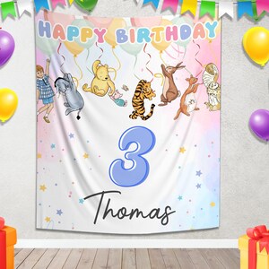 Custom Winnie The Pooh Birthday Banner, Classic Pooh Backdrop, Winnie The Pooh Party, Party Backdrop Birthday Party Banner Decoration NGRV12