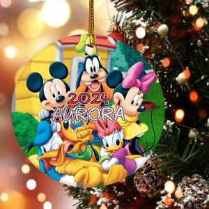 Personalized Mickey and Friends Disney Trip Christmas Ornament, Disney Castle Family Vacation, First Disney Trip 2024, Magic Kingdom D1JZ17