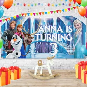 Frozen Princess Party Backdrop, Custom Elsa Birthday Banner, Disney Frozen Baby Shower Decor, Princess Photo Background NFTH22
