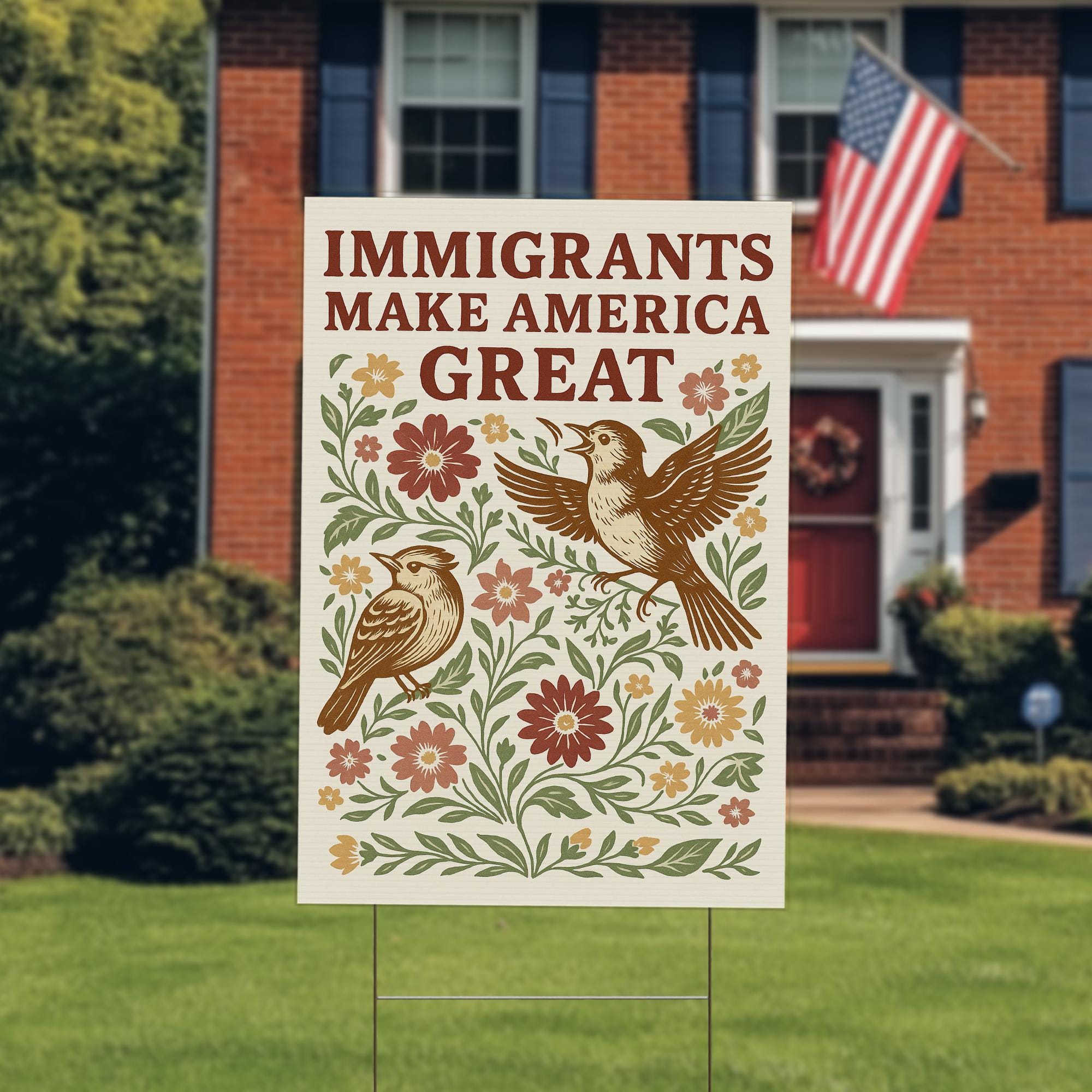 Immigrants Make America Great Yard Sign, Pro Immigration Sign, Leftist ...
