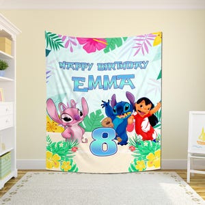 Stitch Banner, Birthday Banner, Stitch Party Birthday, Stitch Birthday Sign, Lilo and Stitch Party Backdrop, Lilo Stitch Banner D2FW02