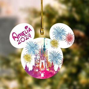 Personalized Disney Castle Ornament, Mickey And Friends Magic Kingdom Castle Ornament,Disney Family Trip Ornament,Disneyland Ornament NFWO02