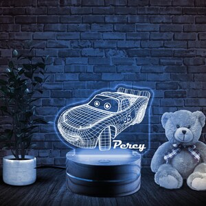 Personalized Disney Cars Movies Night Light,3D Lightning Mc Queen LED Lamp,Birthday Boy Custom Gift,Kids Bedroom Decor,Bedside Decor JBUB16