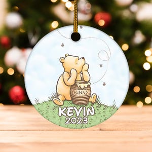 Personalized Winnie the Pooh Ornament, Pooh and Friends Ornament, Christmas Tree ornament, Disney Cartoon Ornament, Ceramic Ornament NEWC30