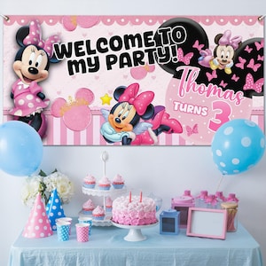 Minnie Mouse Backdrop, Minnie Mouse Banner, Minnie Mouse Printable Backdrop BZDQ20