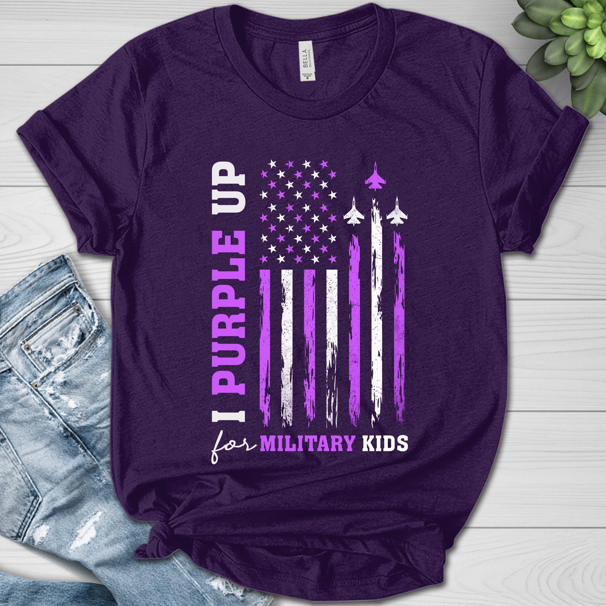 カデナ　空軍　Youth Programs Sports　シャツ Purple up for the Military Child Shirt | Month of the Military