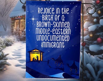Rejoice Three Wise Men Flag, Christmas Rejoice Brown-skinned Middle-Eastern Undocumented Immigrant Xmas Gift Decor Garden Yard Flag NEX341