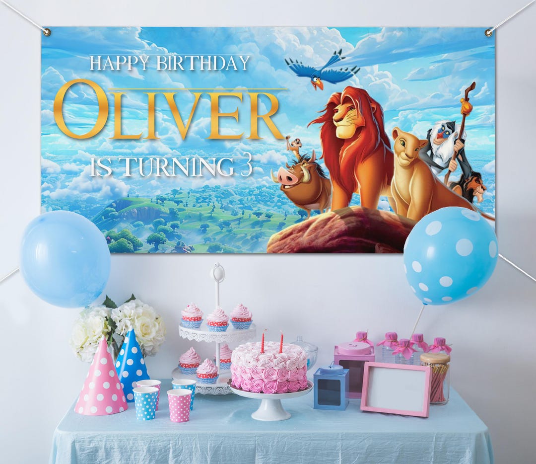 Lion King Theme Backdrop Banner, Birthday Banner, Birthday Party