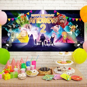Sing 2 Birthday Party Banner, Personalized Animal Singer Backdrop, Custom Music Theme Birthday Decor, Sing Movie Kids Party Sign NGPZ24