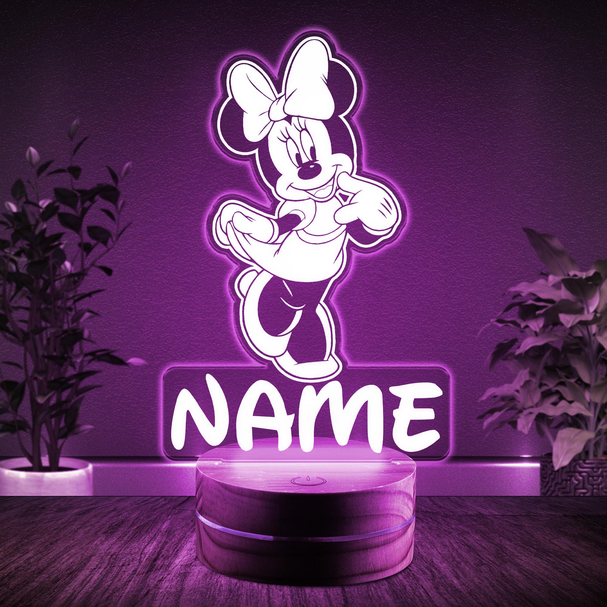 Custom Disney Cute Minnie Mouse Night Light With Name,led Acrylic