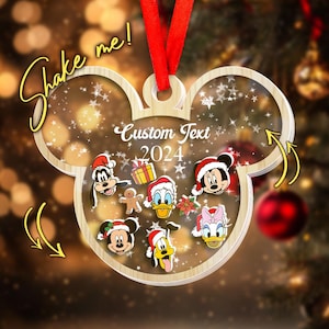 Personalized Disney Characters Family Shaker Ornament, Mickey Shaker Ornament, Custom Family Name Ornament 2024, Disneyland Ornaments D1MG17