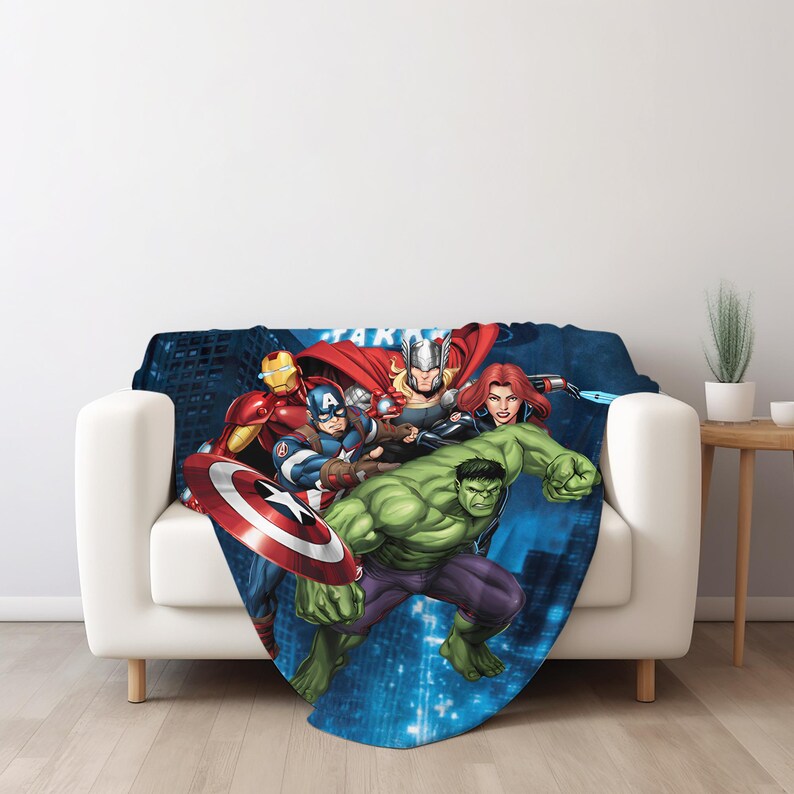 Avengers Fleece Blanket, Avengers Heroes Iron Man Captain America Throw