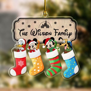 Personalized Disney characters Family Stocking Ornament, Multi-character Mickey & friends Princess Xmas Family Ornament 2024 Gift