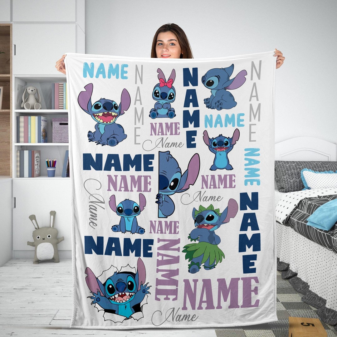 Personalized Stitch Sherpa Blanket, Disney Stitch Baby Blanket, Stitch