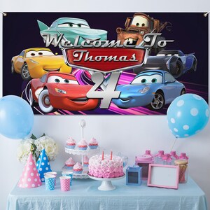 Cars Birthday Backdrop, Cars Birthday Banner, Cars Birthday Decoration, Cars Birthday Party, Cars Party Decoration Custom Name Cars BZDW10