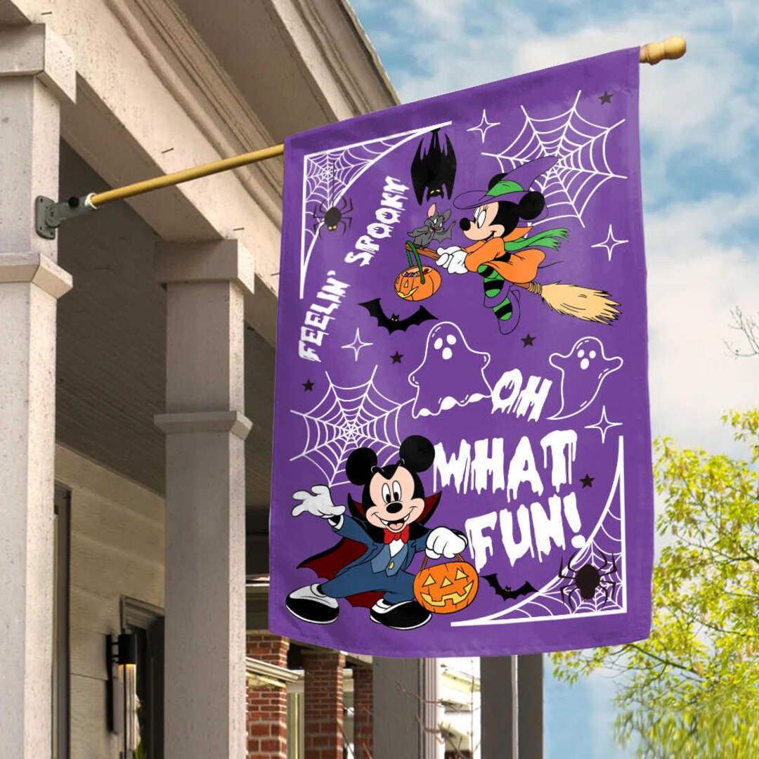 Disney Halloween Flag, Mickey Mouse Halloween Garden Flag or House Flag ...