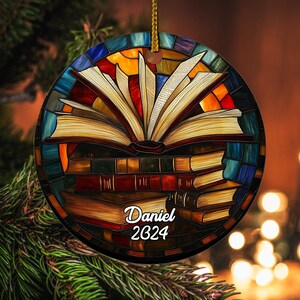 Custom Bookcase Ornament - Personalized Gift for Book Lovers, Unique Christmas Decoration for Readers & Book Clubs D1N201