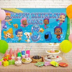 Bubble Guppies Birthday Banner, Bubble Guppies personalized Banner, Birthday Banner D2FV03