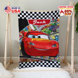 Personalized Cars Lightning McQueen Blanket, Lightning McQueen Bedding Set, Car Blanket, Cars Birthday Gifts Baby CYJT34
