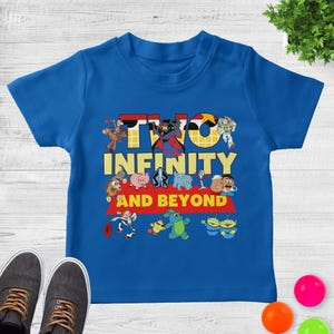 Two Infinity Birthday & Beyond birthday Tee, Kids Buzz Shirt, Custom Name, Personalized Birthday Shirt, Toy Party Tee Shirt, Kids Top BZCD07