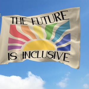 The Future Is Inclusive Flag, Happy Rainbow Flag, Nonbinary They/Them Garden Flag, Subtle Pride Ally Yard Flag C1EF21