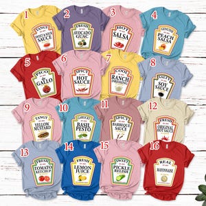 Group Condiments Shirt, Matching Condiment Costume Party Shirt, Ketchup Ranch Shirt, Funny Party Shirt, Sauce Group Shirt NEVG14