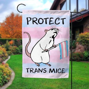 Protect Trans Mice Garden Flag Political, Anti Maga Flag , Progressive Liberal, Social Justice Flag , Human Rights Flag C1EV15
