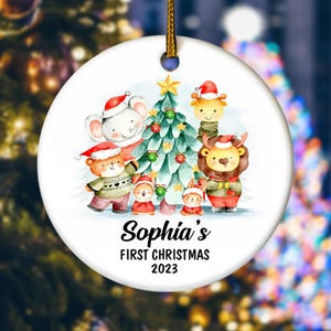 Annimal Ornament Baby&#39;s First Christmas Ornament Personalized First Christmas Baby Girl Ornament Custom Baby Girl Name Christmas DZN441