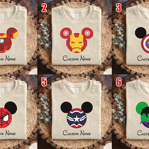 Personalized All Superhero Squad Symbol Group Matching Shirt, Avenger Family Mickey Eara Matching Shirt, Superhero Team Party Theme NGSP01