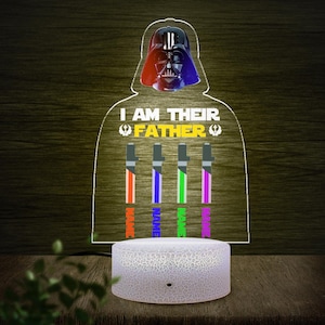 Custom I Am Their Father Night Light, Star Wars Fathers Day Gift for Dad, Personalized Dad LED Night Light JCNY04