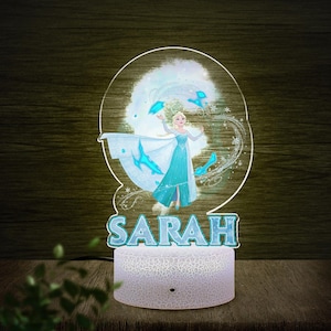 Personalized Disney Frozen Princess Elsa Anna Night Light, Frozen Birthday Girl Gift, WDW Disneyland Olaf Baby Girl Lamp Room Decor C1FD09