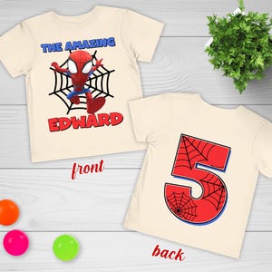 Custom Spiderman Birthday Boy Shirt,Family Birthday Shirt,Custom Age Birthday Shirt,Spider Web Shirt,Custom Birthday Shirt,Spider Tee BZFP08