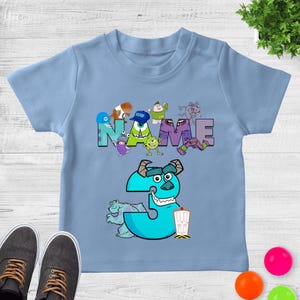 Personalized Disney Monster Inc Sweatshirt, Custom Name Age Birthday Boy Shirt, Disneyworld Monster Family Vacation Matching Tee JBUT01