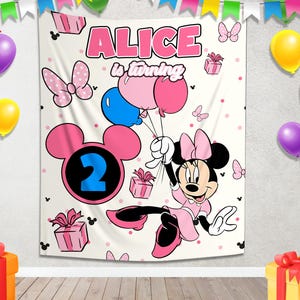 Minnie Mouse Backdrop, Minnie Mouse Banner, Minnie Mouse Printable Backdrop D2FU20
