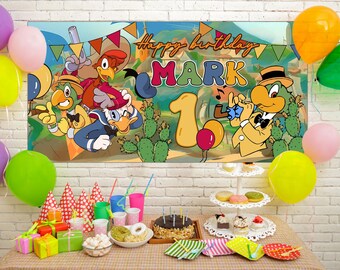 Disney Three Caballeros Party Banner, Donald Duck José